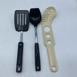Vintage Ekco Utensils Lot Pasta Spaghetti Server Measure Spoon Spatula Spoon